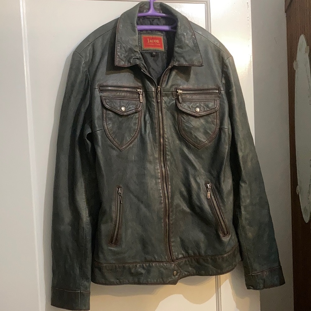 Ladies leather jacket. XL. Charcoal Gray.